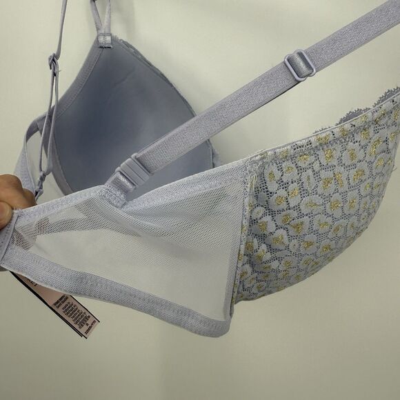 Victorias Secret Purple Gold Metallic Lined Demi Double Bra Size 32DDD - Picture 7 of 7